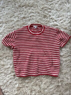 EUC Crewcuts Kids Red & White Striped Knit Tee